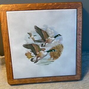 Wooden Framed ceramic Goose Wall Art Decor